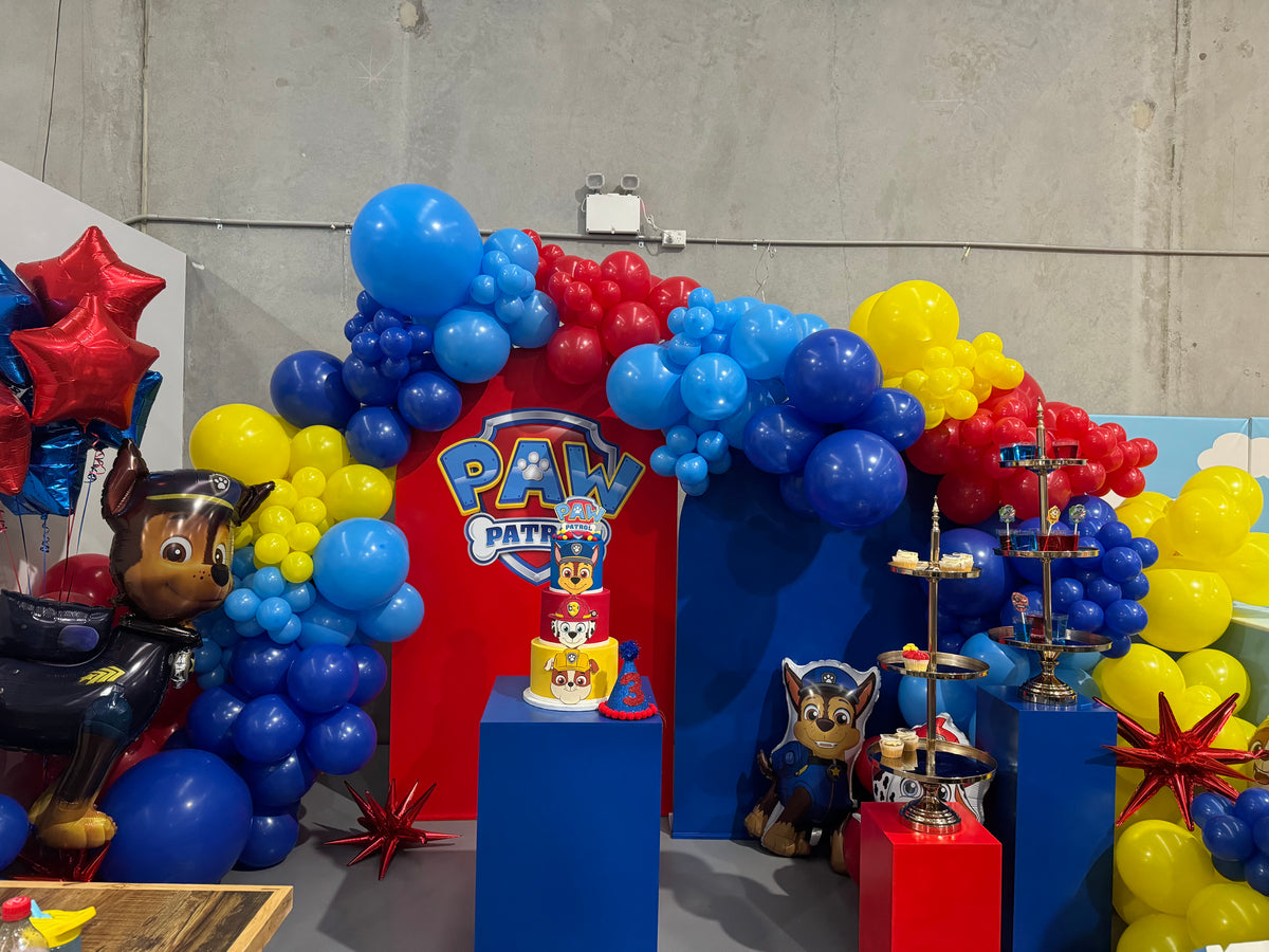 Blue & Red Superheroes Theme Oval Back Drop