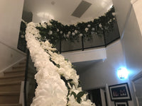 LUX White Large Roses, Peonies, Orchids and Leafy Greens Floral Runner - Crystal Doll Bridal