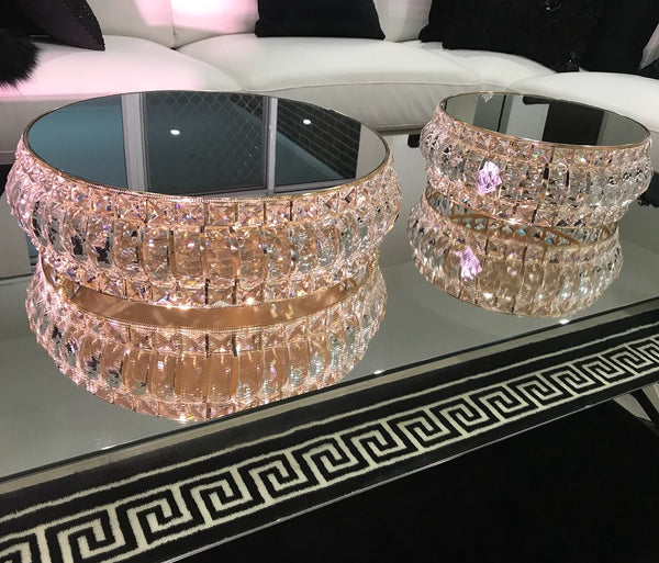 LUX Statement Gold & Crystal Mirror Cake Stands - Crystal Doll Bridal