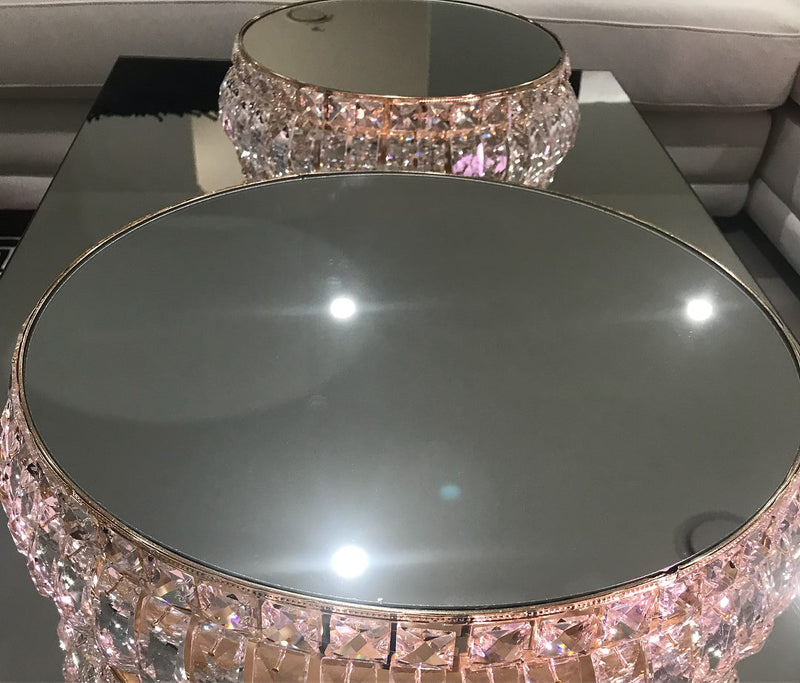 LUX Statement Gold & Crystal Mirror Cake Stands - Crystal Doll Bridal