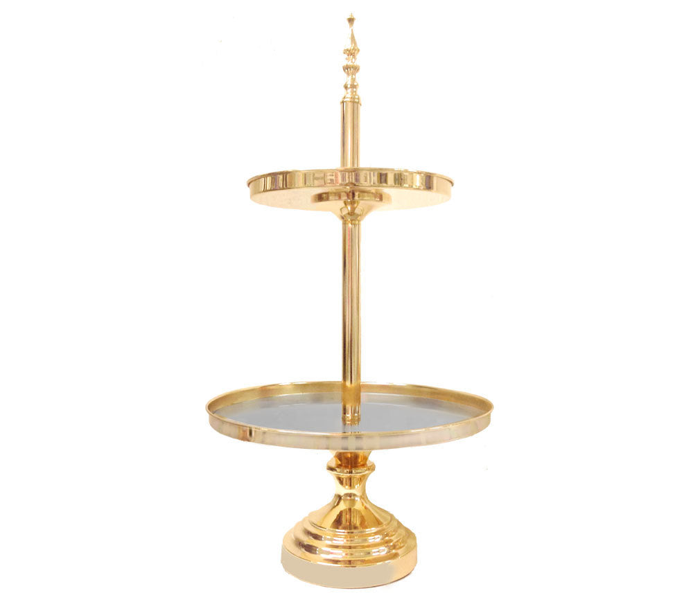 Gold Cake Tray Stand - 2 & 3 Tier Cake Stands Hire - Crystal Doll Bridal