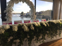 LUX White Large Roses, Peonies, Orchids and Leafy Greens Floral Runner - Crystal Doll Bridal