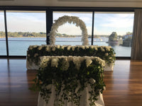 LUX White Large Roses, Peonies, Orchids and Leafy Greens Floral Runner - Crystal Doll Bridal