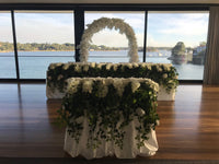 LUX White Large Roses, Peonies, Orchids and Leafy Greens Floral Runner - Crystal Doll Bridal