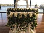 LUX White Large Roses, Peonies, Orchids and Leafy Greens Floral Runner - Crystal Doll Bridal