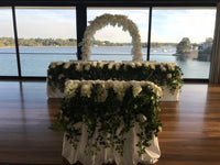 LUX White Large Roses, Peonies, Orchids and Leafy Greens Floral Runner - Crystal Doll Bridal