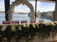 LUX White Large Roses, Peonies, Orchids and Leafy Greens Floral Runner - Crystal Doll Bridal