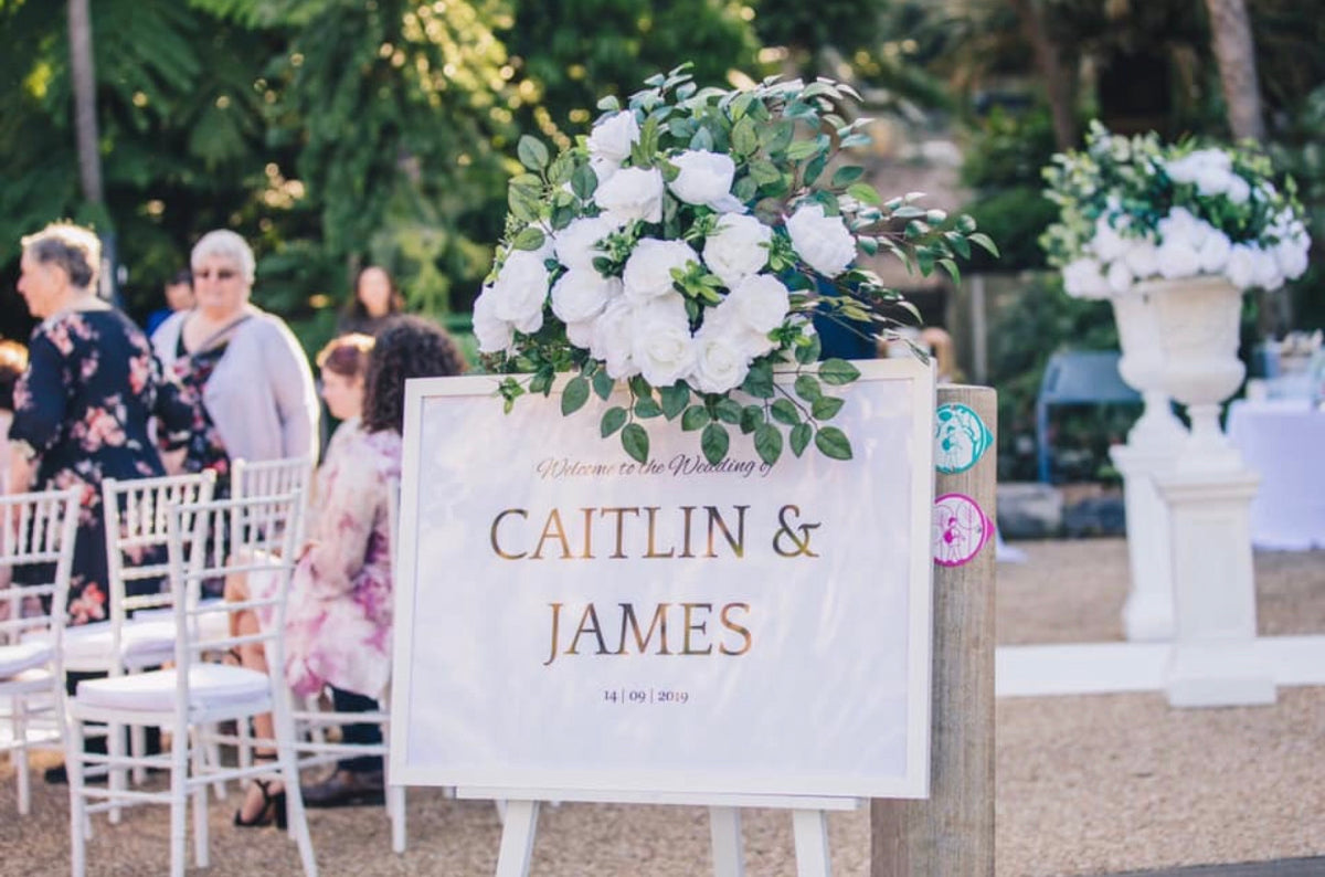 White Wooden Frame Easel & A1 Signage Frame - Crystal Doll Bridal