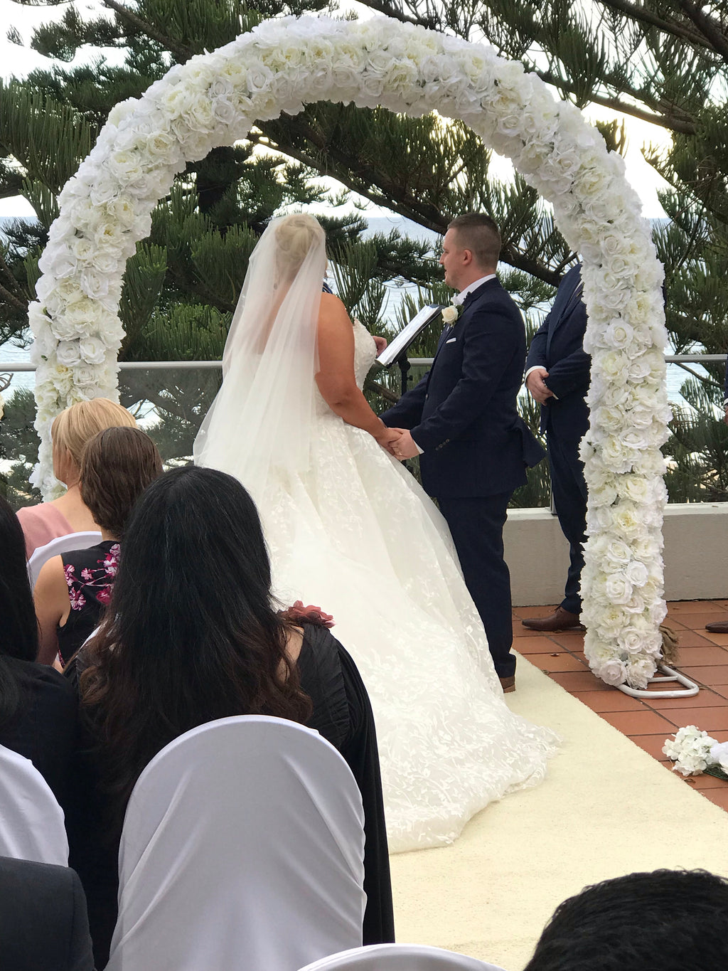NEW! Peonie & Roses White Wedding Arch - Crystal Doll Bridal